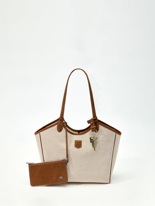 Beersister Large Suede Paneled Canvas Tote Bag