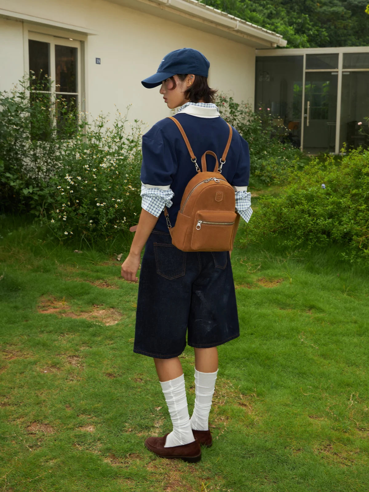 Beersister Suede Pebbled Leather Backpack