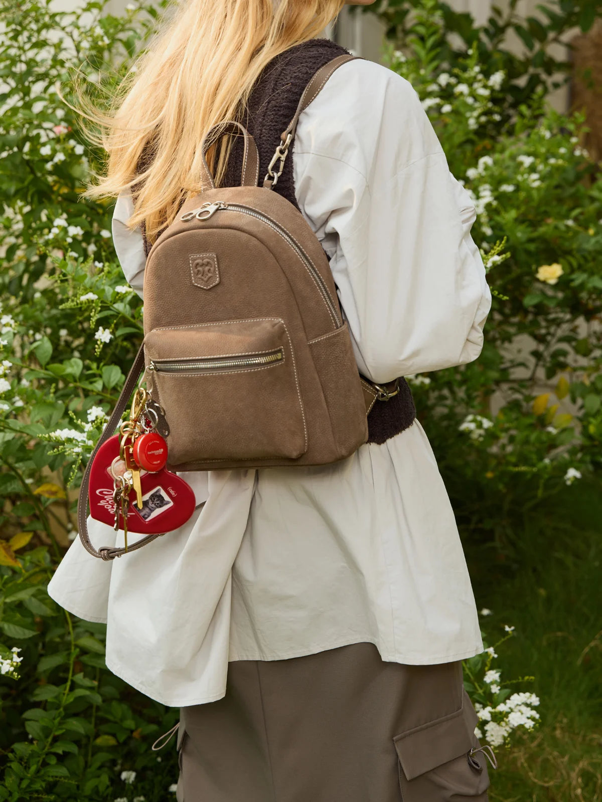 Beersister Suede Pebbled Leather Backpack
