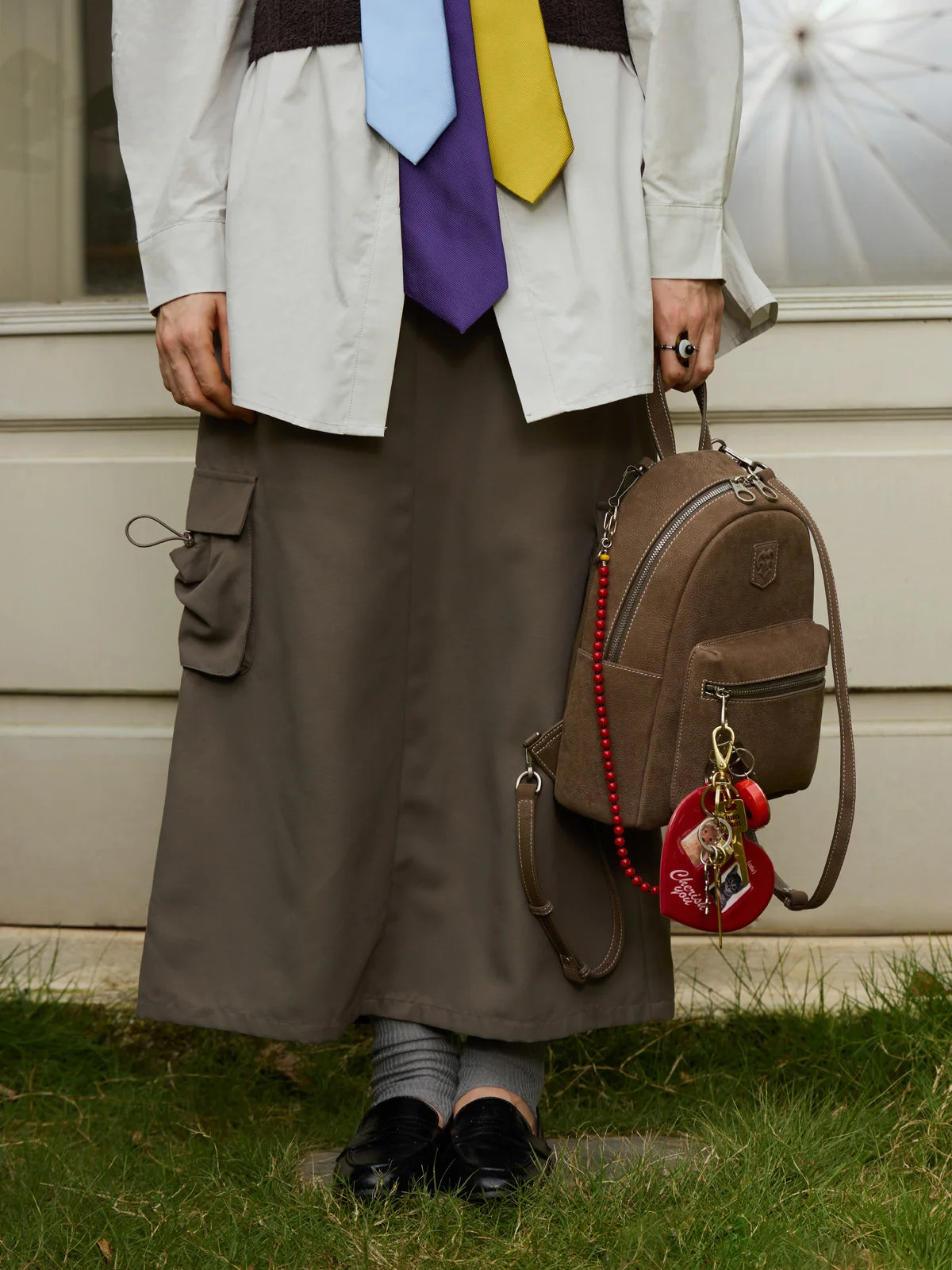 Beersister Suede Pebbled Leather Backpack