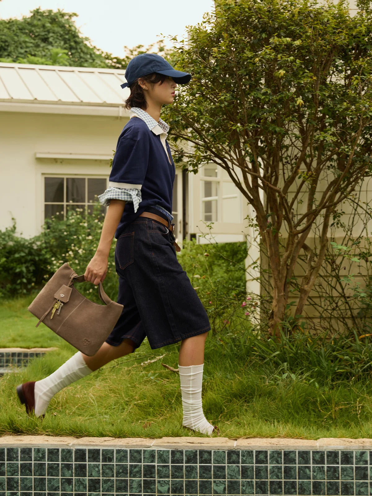 Beersister Boxy Suede Leather Bag with Strap