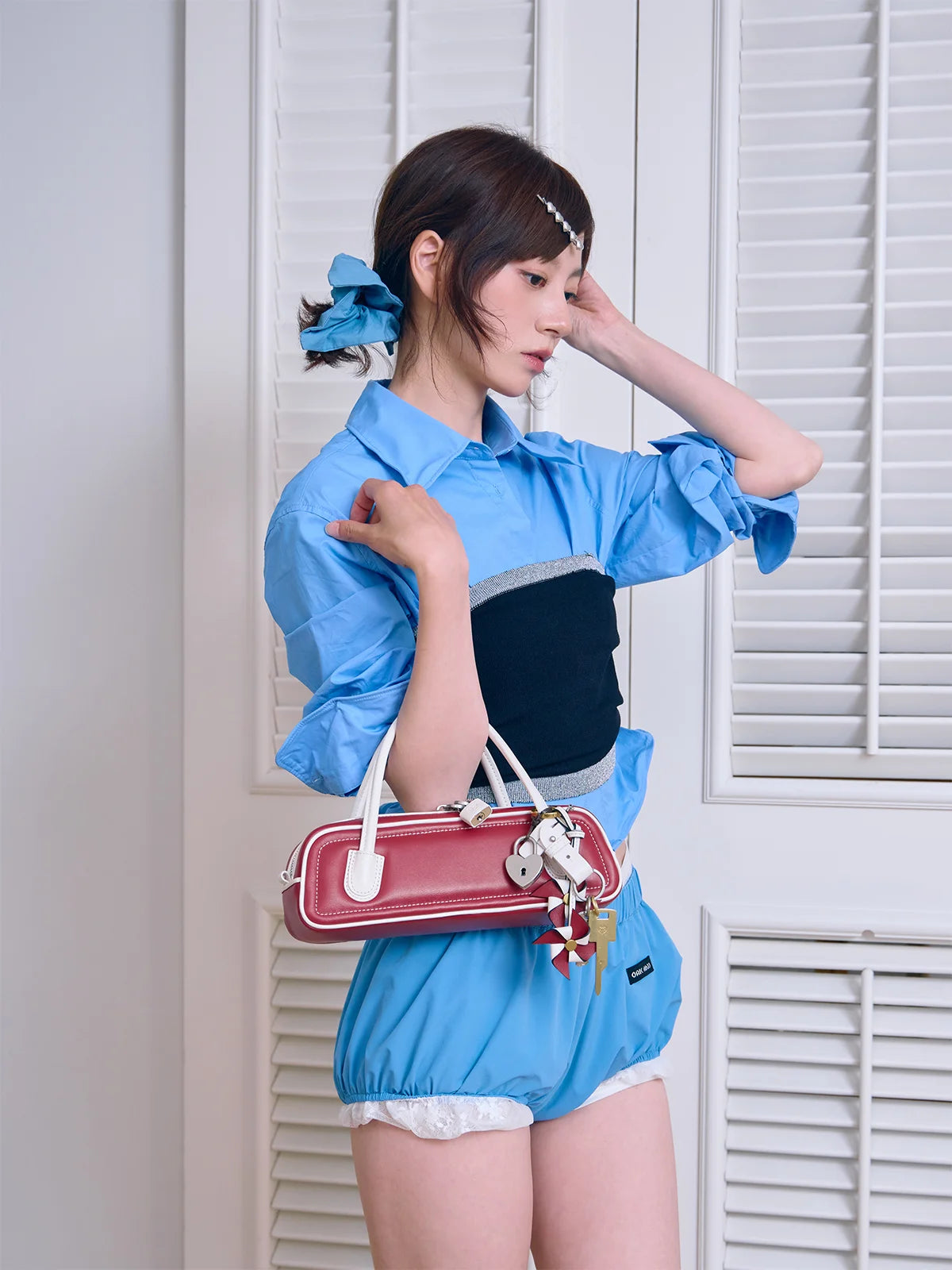 Beersister Two-Tone Lambskin Mini Baguette Bag