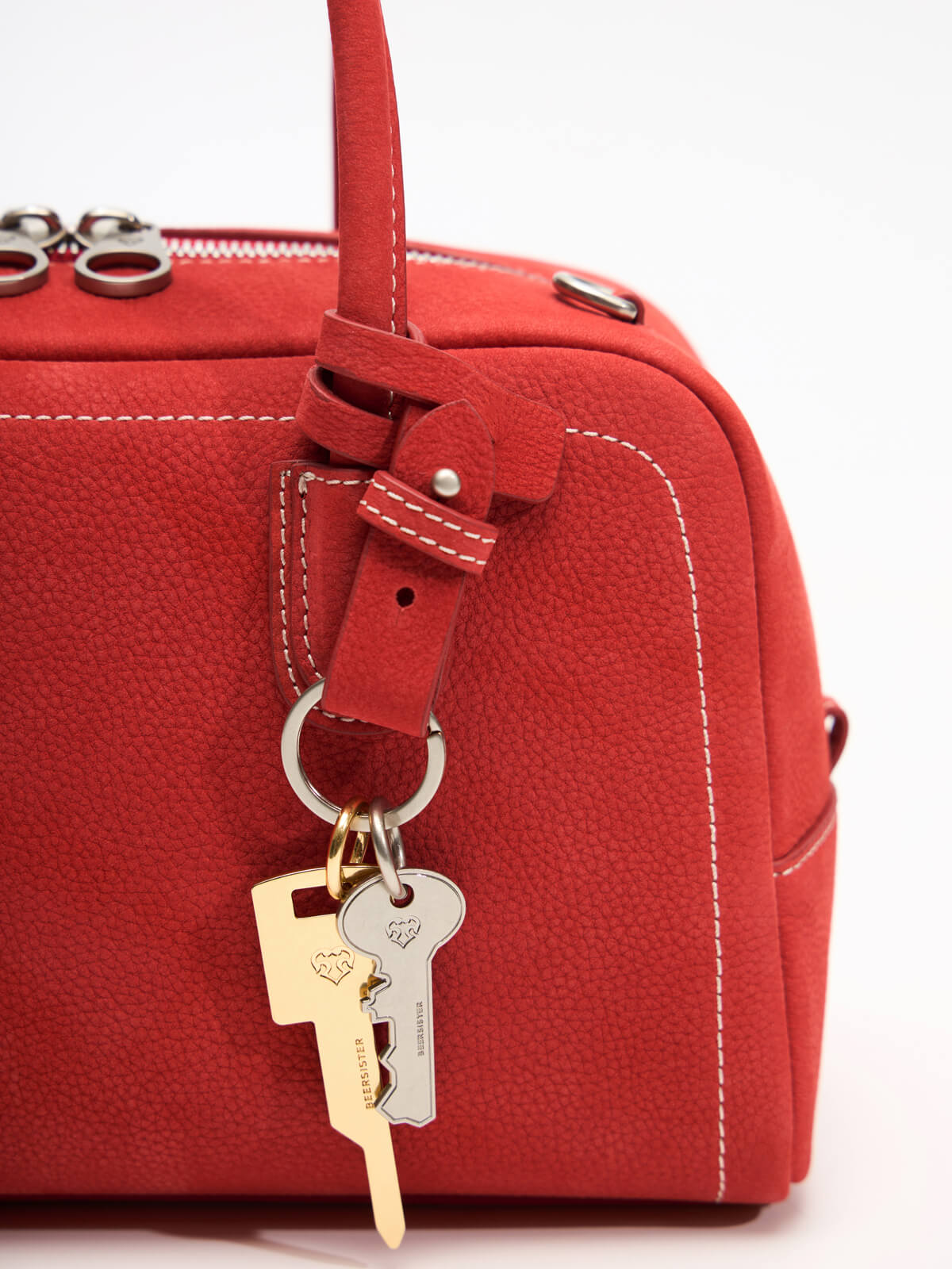 Beersister Small Boston Leather Bag Red