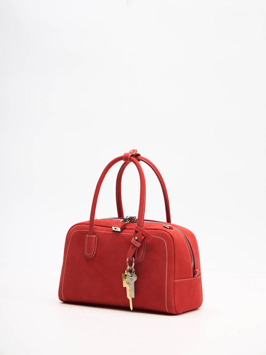 Beersister Small Boston Leather Bag Red