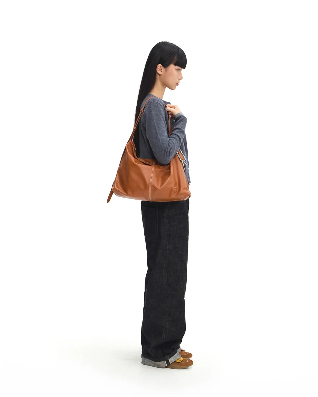 Beersister Thin-Strap Waxed Leather HOBO Bag