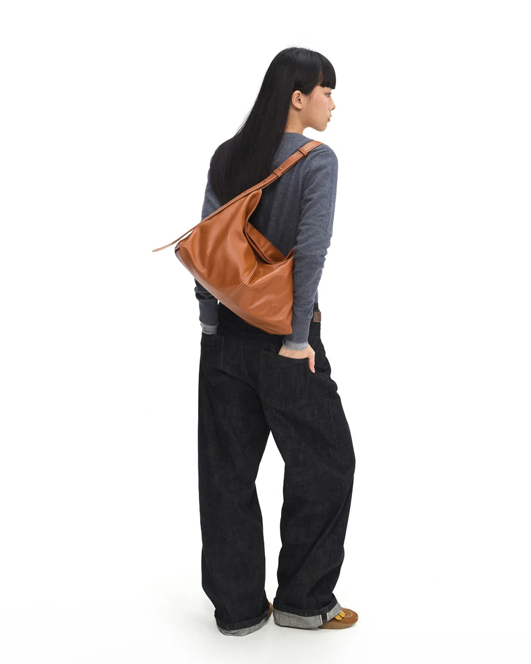 Beersister Thin-Strap Waxed Leather HOBO Bag