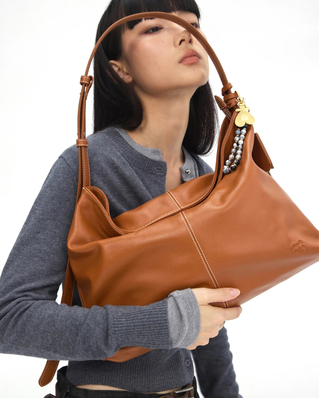 Beersister Thin-Strap Waxed Leather HOBO Bag