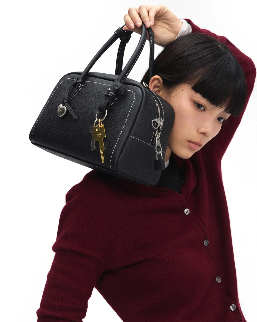 Beersister Pebbled Full-Grain Leather Boston Bag with Matte Finish