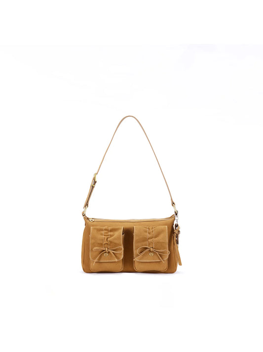 Beersister Suede Leather Bow Underarm Bag
