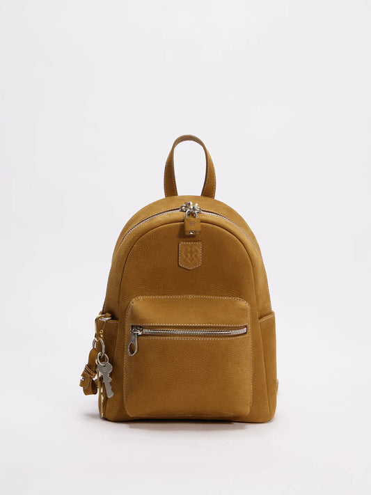 Beersister Suede Pebbled Leather Backpack Brown