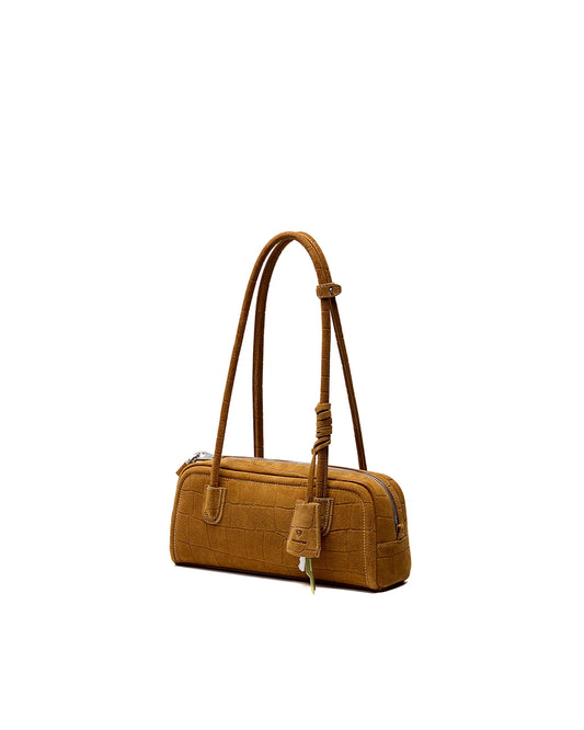 Beersister Suede Crocodile-Embossed Cowhide Rectangle Boston