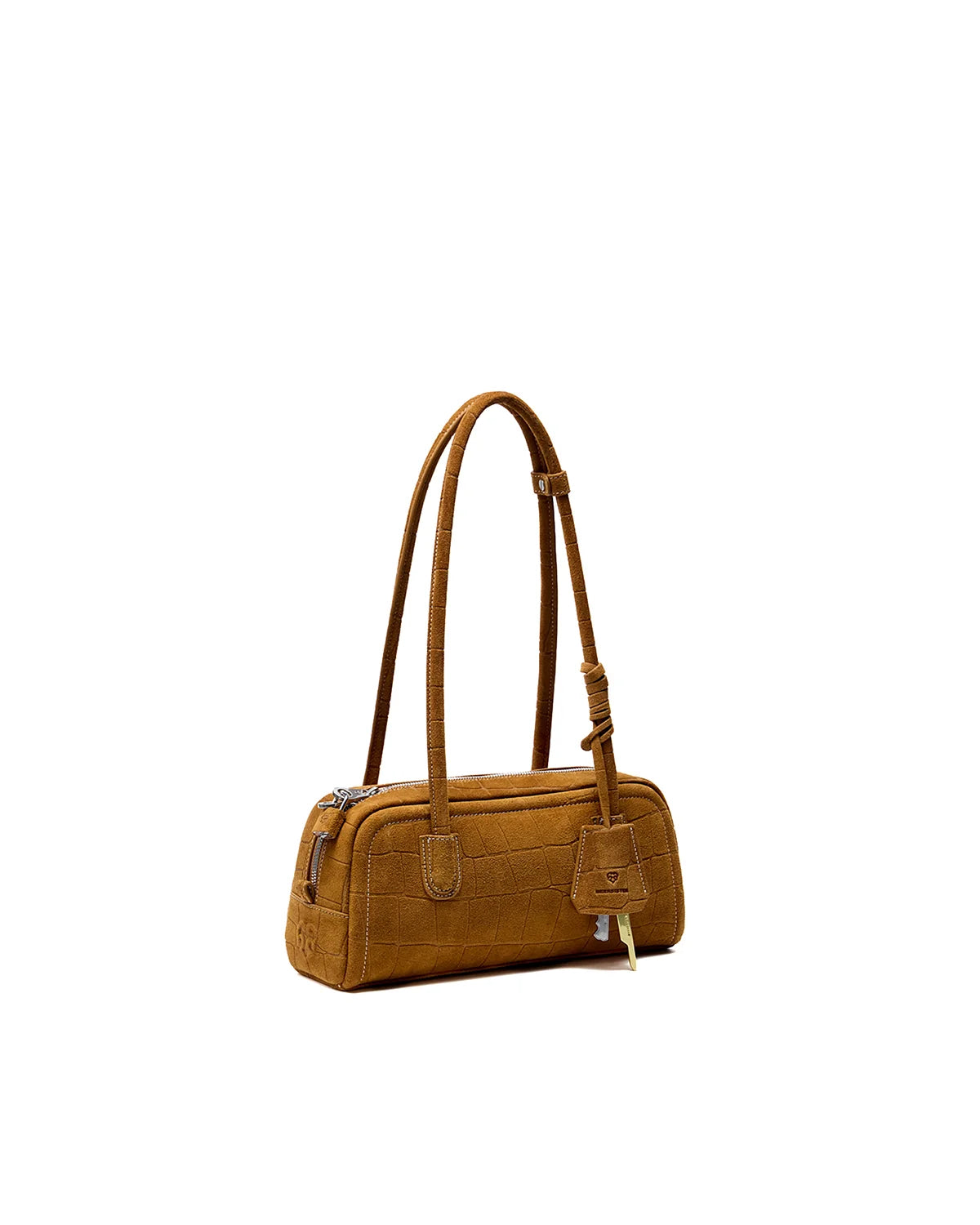 Beersister Suede Crocodile-Embossed Cowhide Rectangle Boston