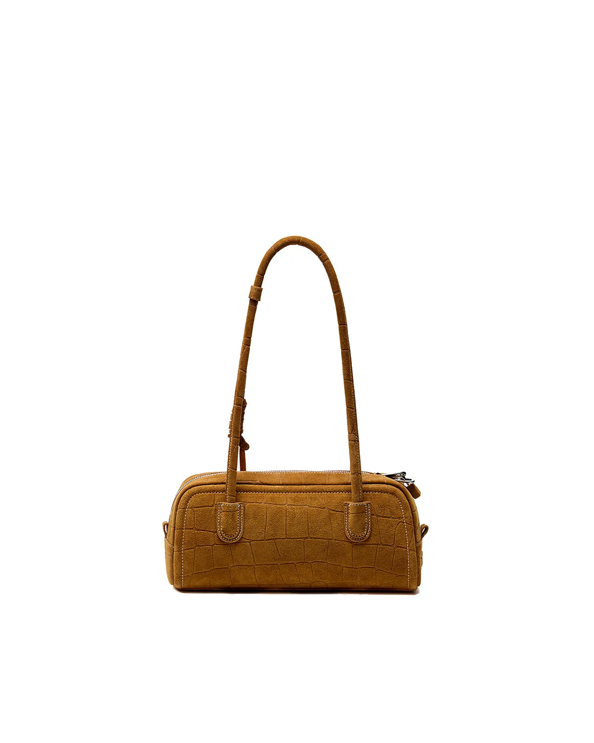 Beersister Suede Crocodile-Embossed Cowhide Rectangle Boston
