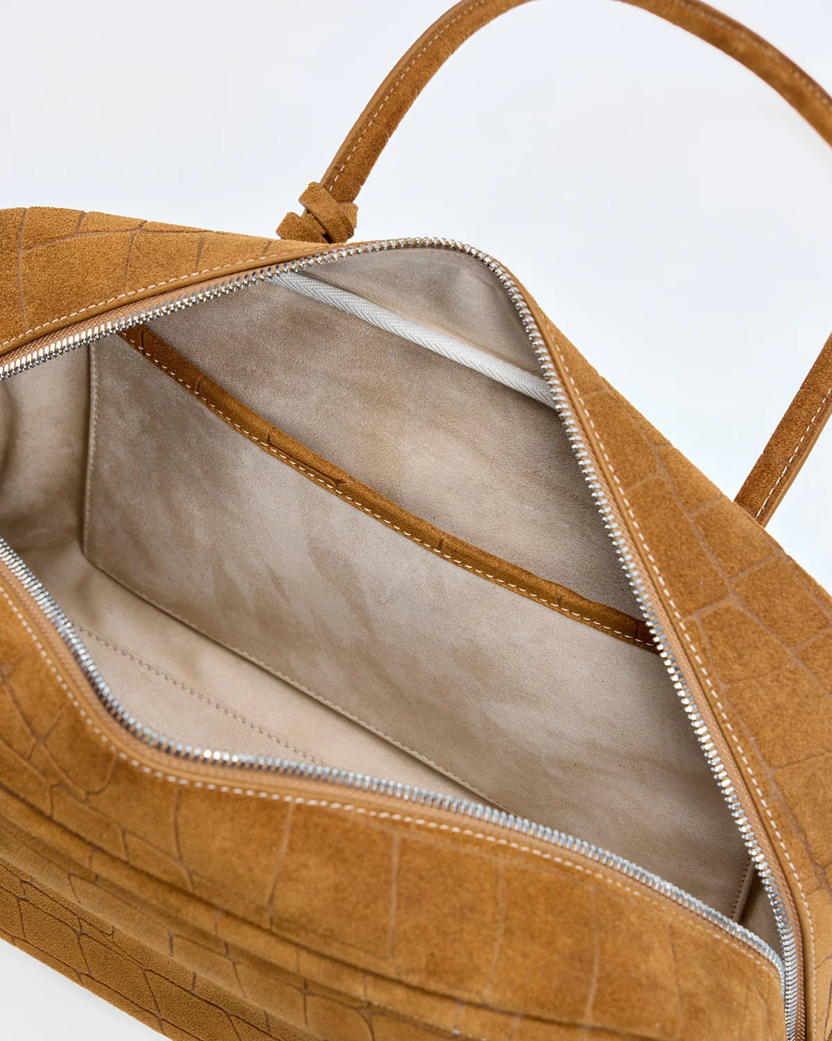 Beersister Suede Crocodile-Embossed Cowhide Rectangle Boston