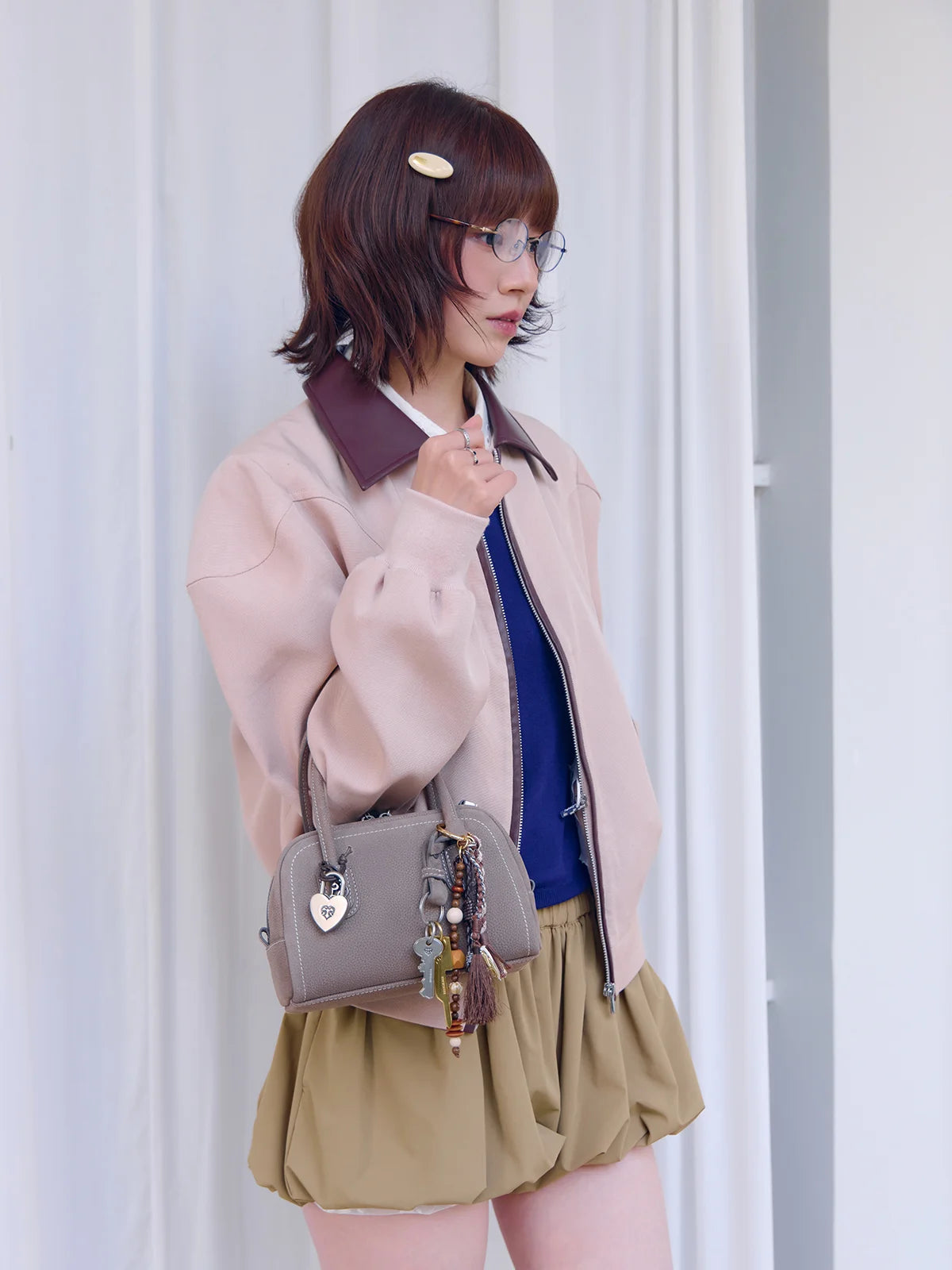 Beersister Suede-finished Cowhide Mini Boston Bag