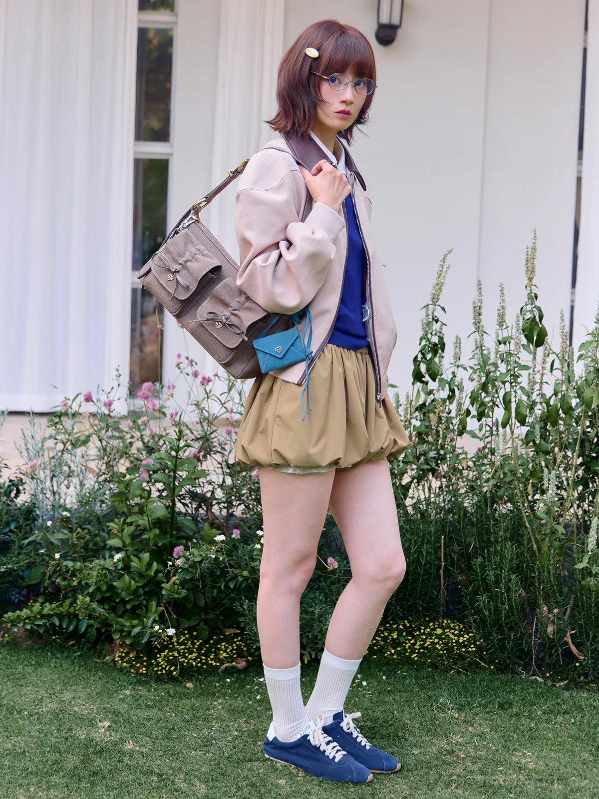 Beersister Suede Leather Bow Underarm Bag