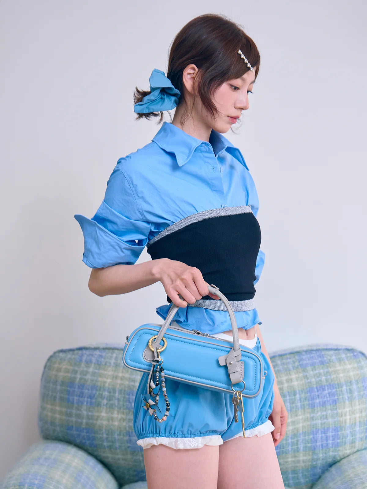 Beersister Two-Tone Lambskin Mini Baguette Bag