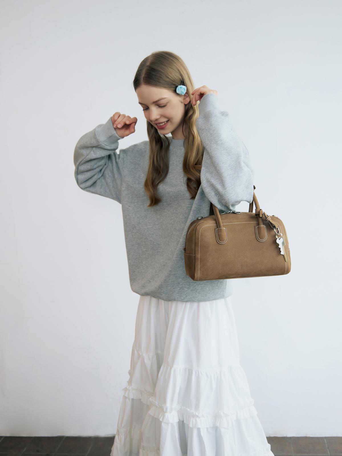 Beersister Boston Leather Bag Small khaki