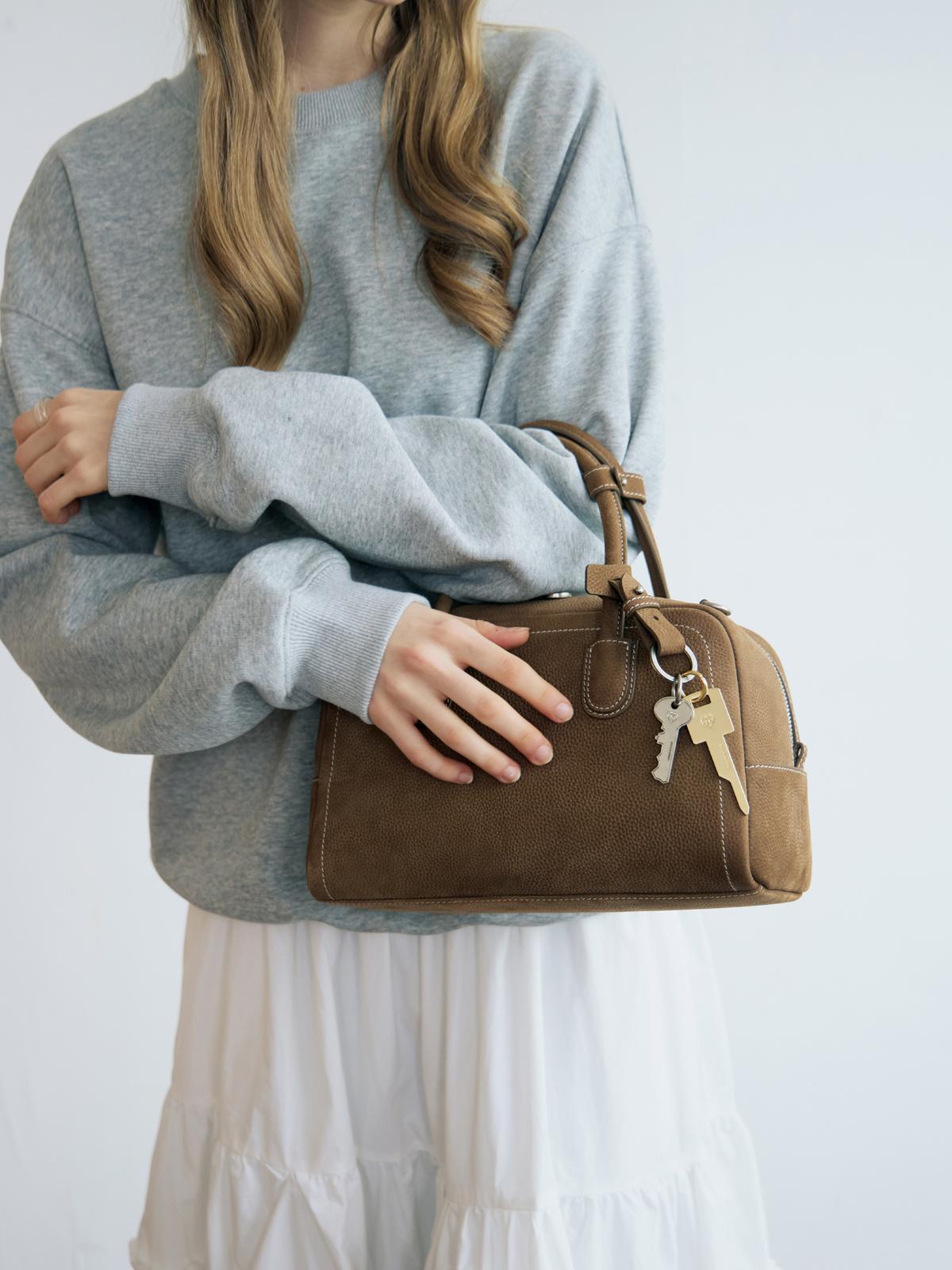 Beersister Boston Leather Bag Small khaki