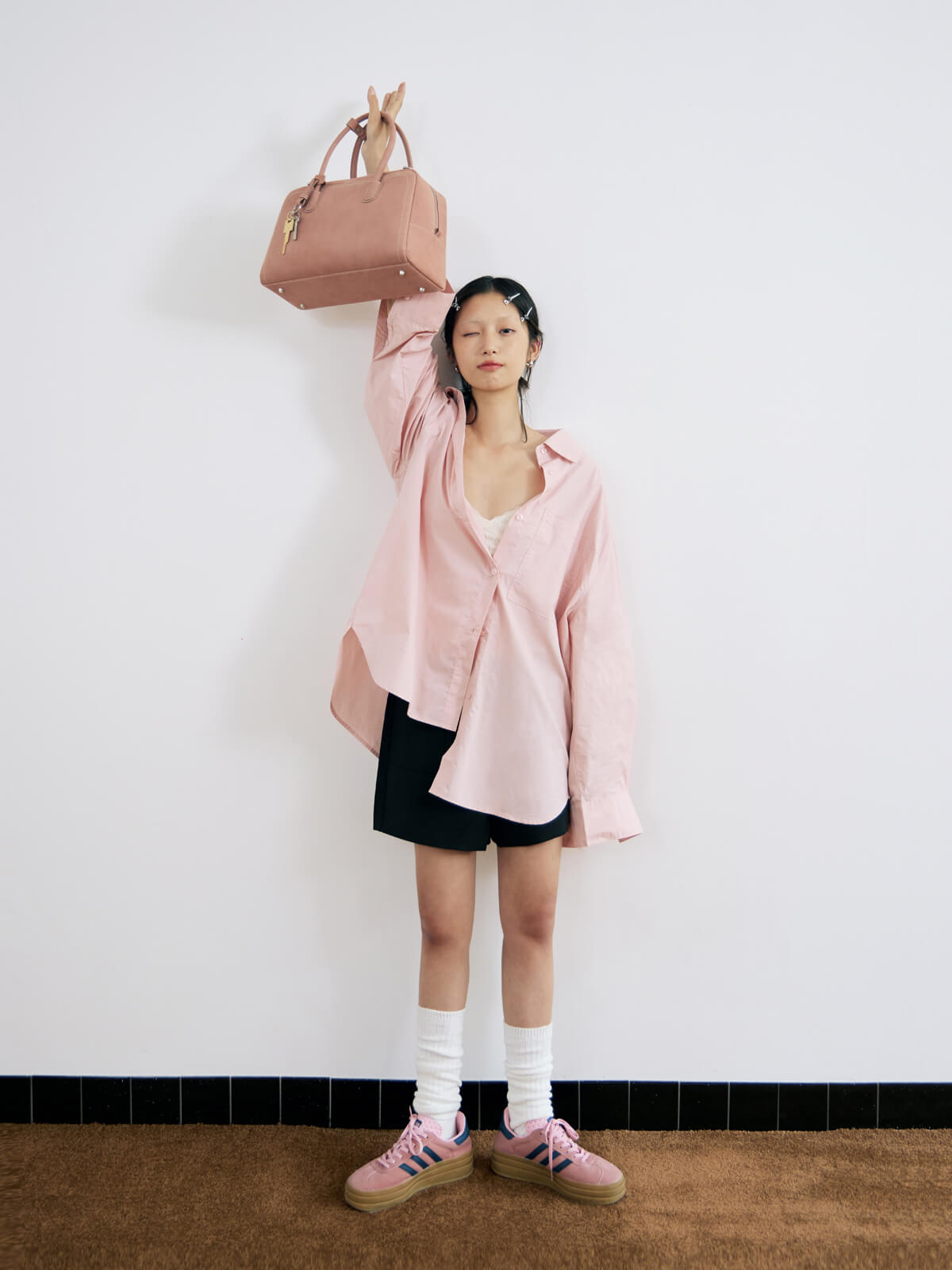 Beersister Boston Leather Bag Large pink