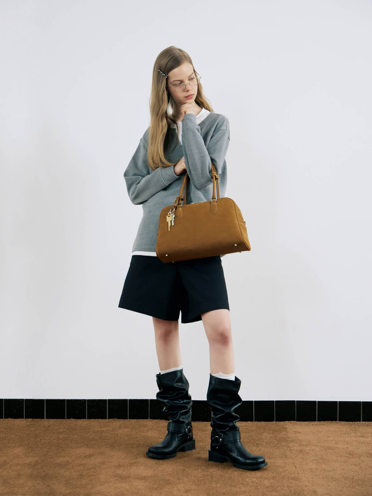 Beersister Bowling Leather Bag Large brown