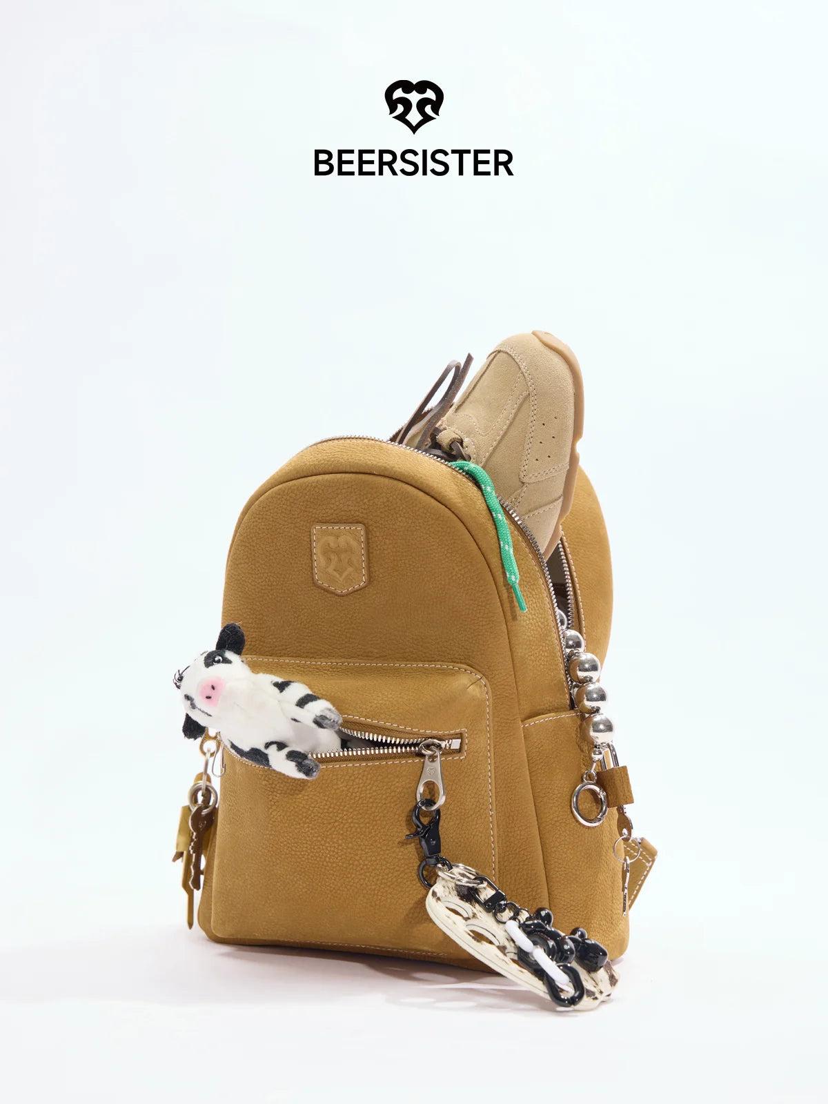 Beersister Suede Pebbled Leather Backpack