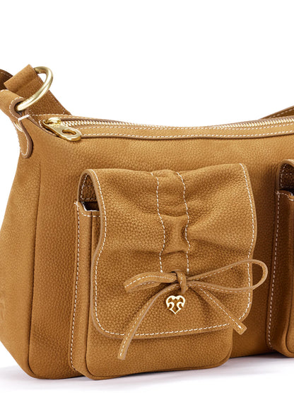 Beersister Suede Leather Bow Underarm Bag