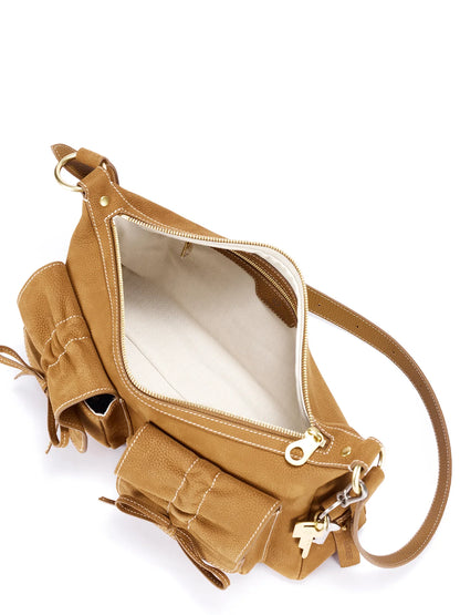 Beersister Suede Leather Bow Underarm Bag