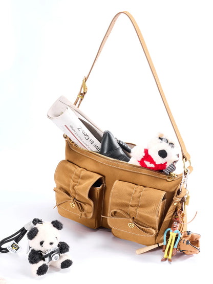 Beersister Suede Leather Bow Underarm Bag