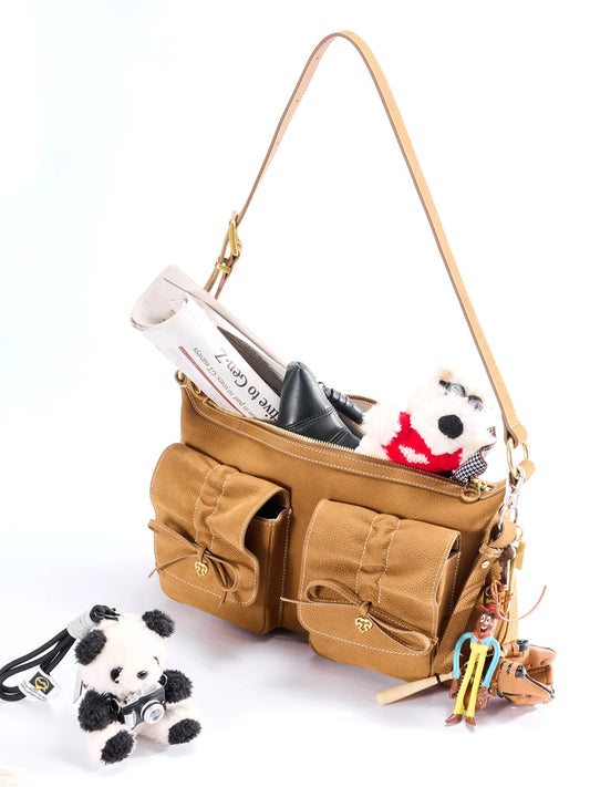 Beersister Suede Leather Bow Underarm Bag