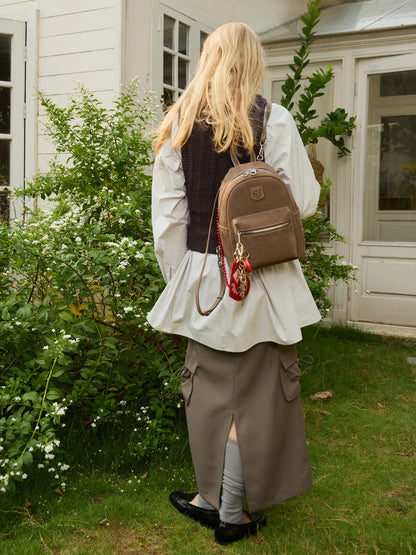 Beersister Suede Pebbled Leather Backpack