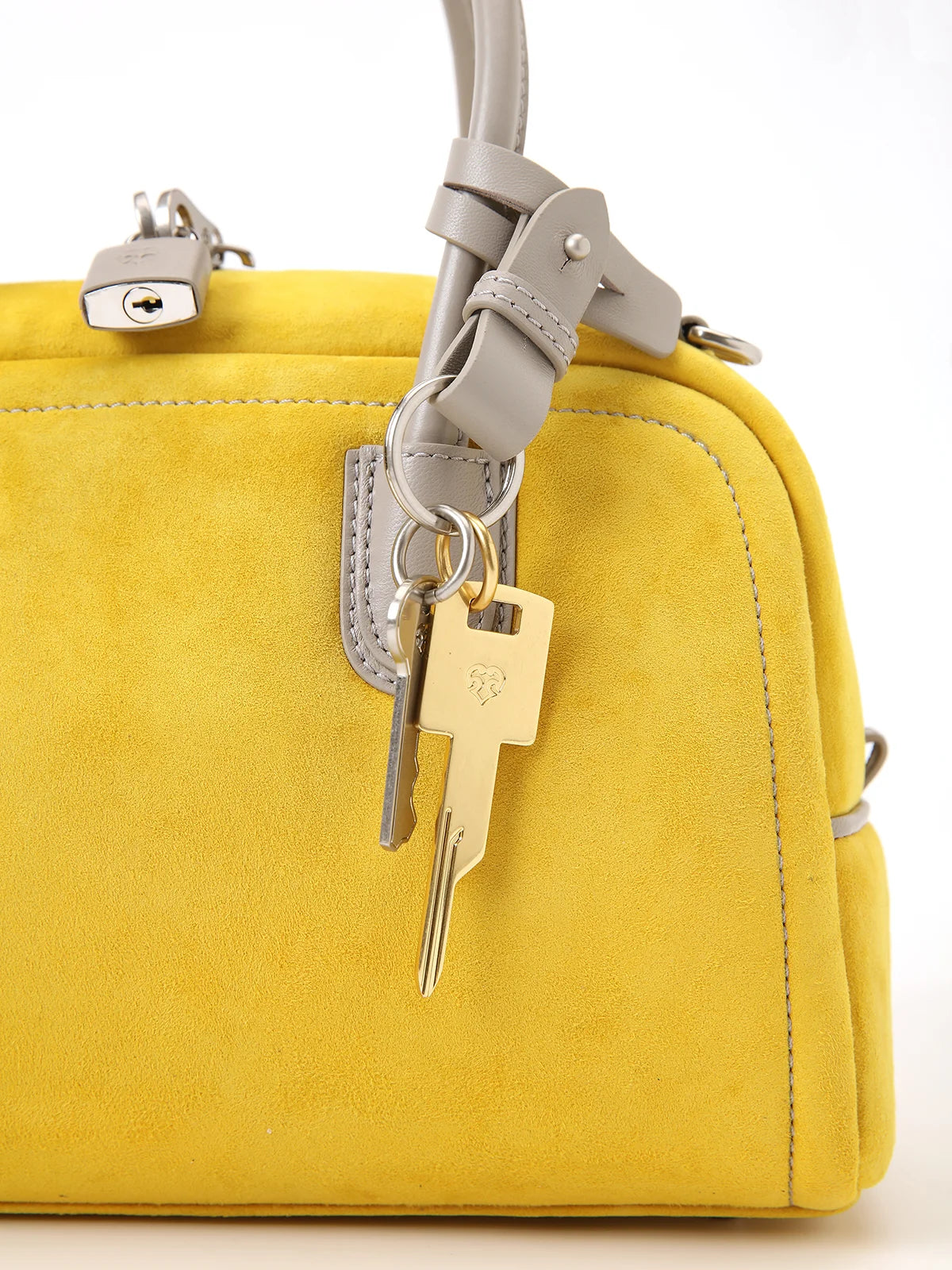 Beersister Sheepskin Suede Two-Tone Boston Bag Yellow