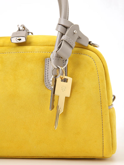 Beersister Sheepskin Suede Two-Tone Boston Bag Yellow