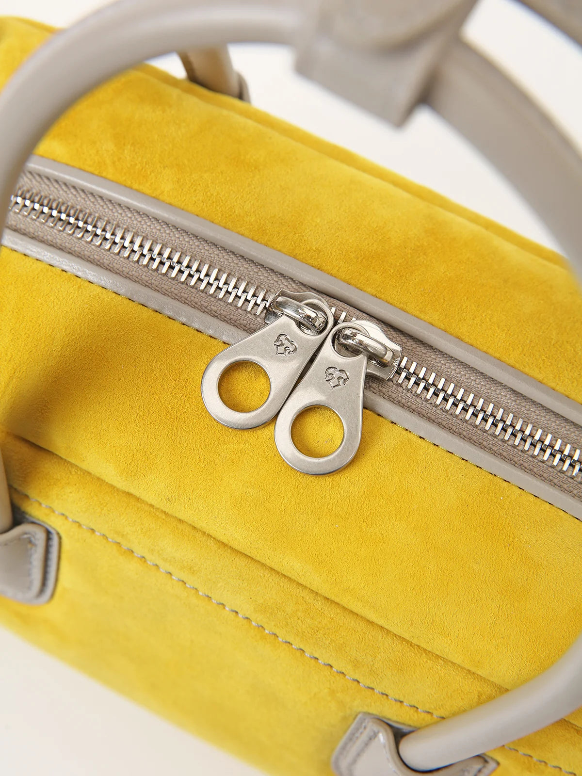 Beersister Sheepskin Suede Two-Tone Boston Bag Yellow