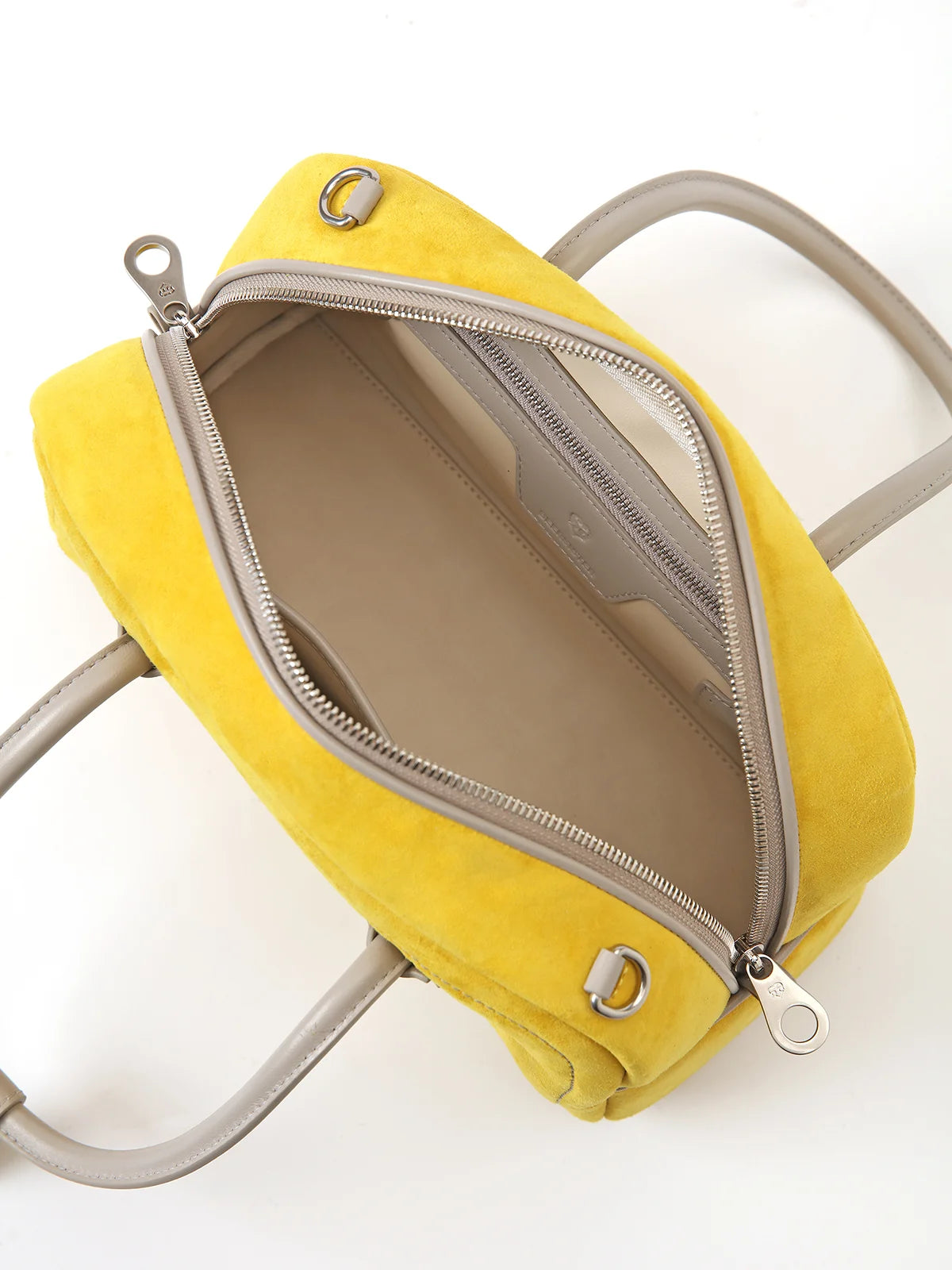 Beersister Sheepskin Suede Two-Tone Boston Bag Yellow