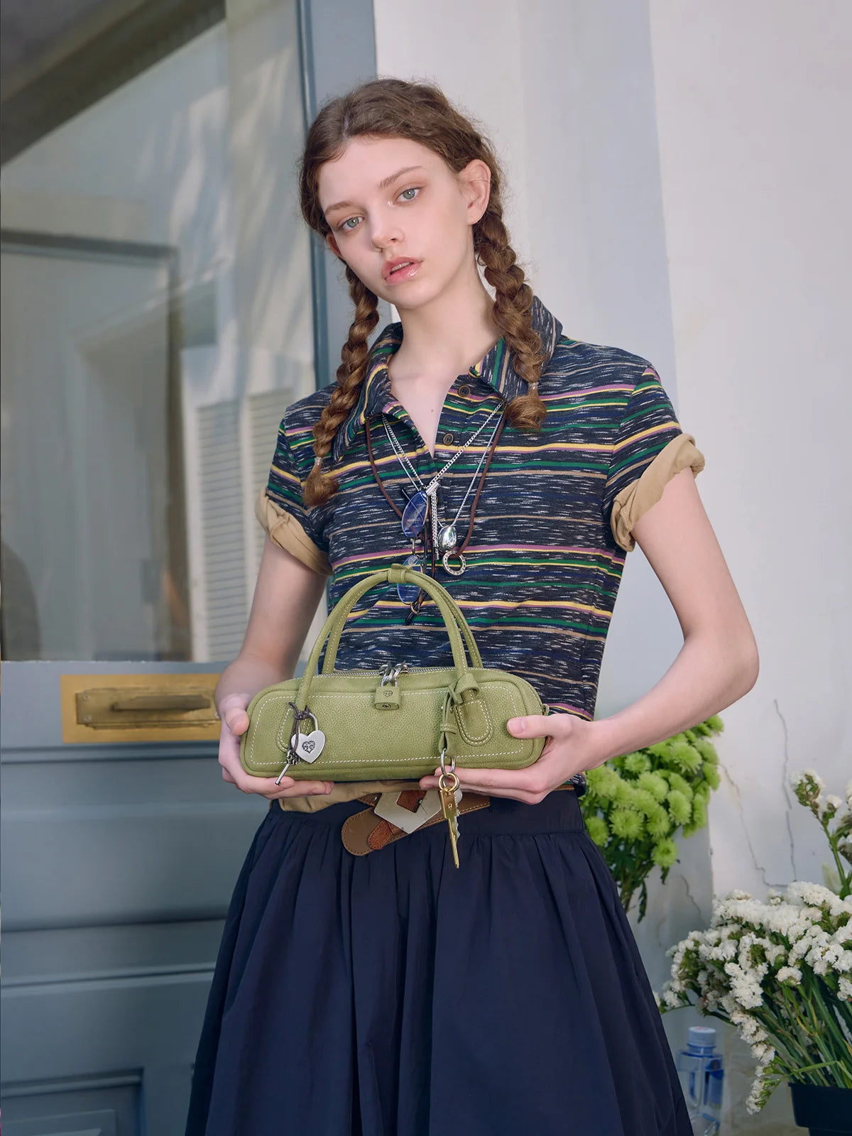 Beersister Suede Leather Mini Baguette Bag