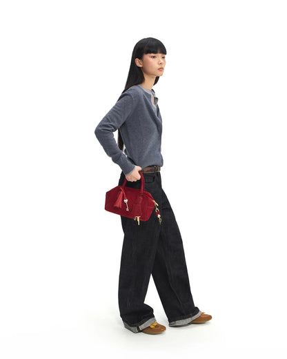 Beersister Soft Lambskin Suede Boston Bag