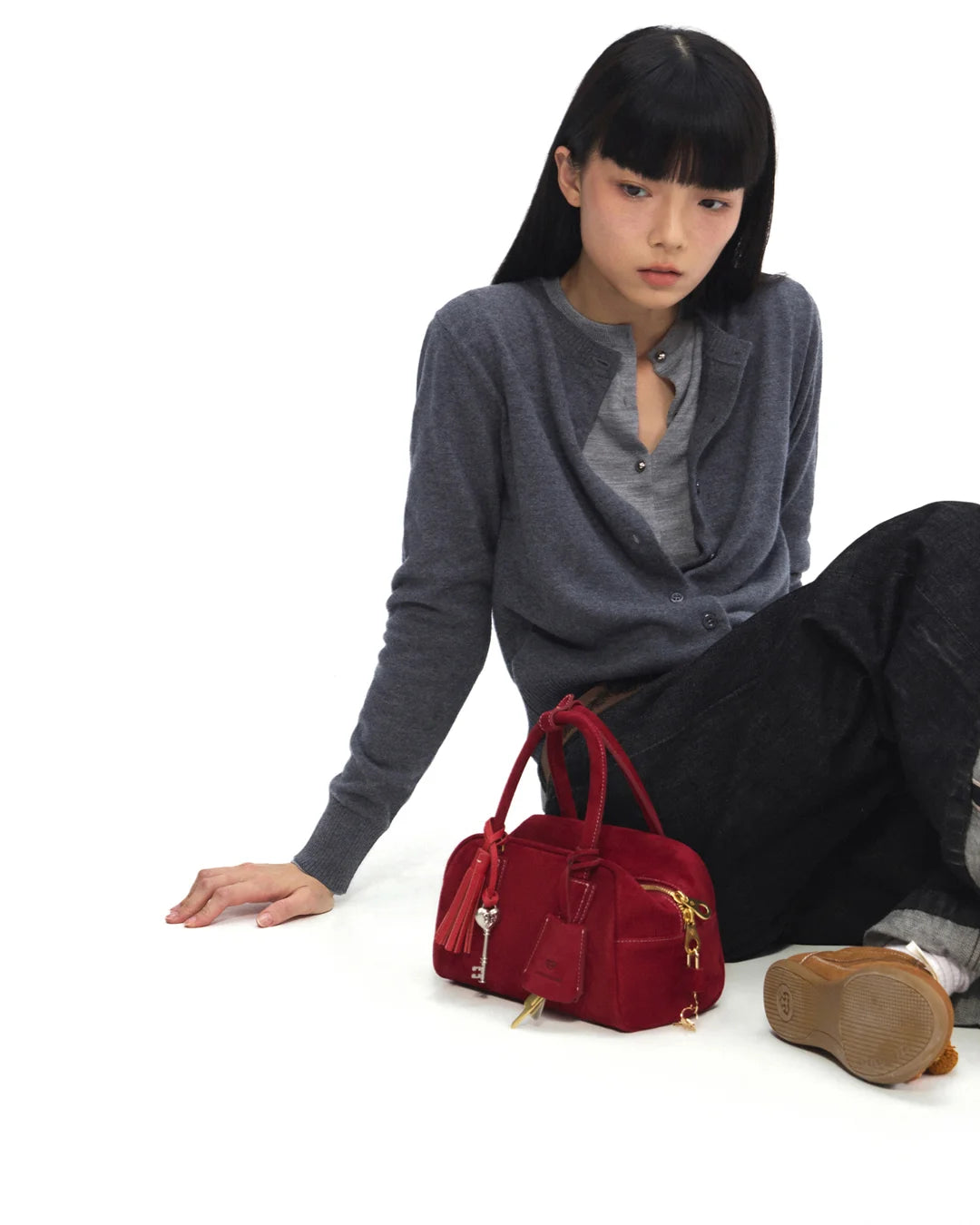 Beersister Soft Lambskin Suede Boston Bag