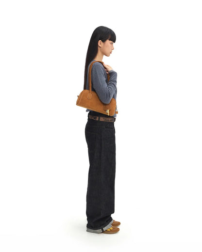 Beersister Suede Crocodile-Embossed Cowhide Rectangle Boston