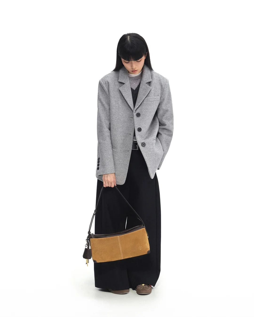 Beersister Suede Cowhide and Calfskin Shoulder Bag