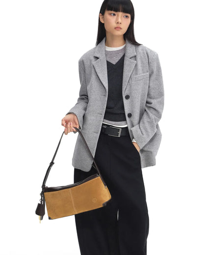 Beersister Suede Cowhide and Calfskin Shoulder Bag