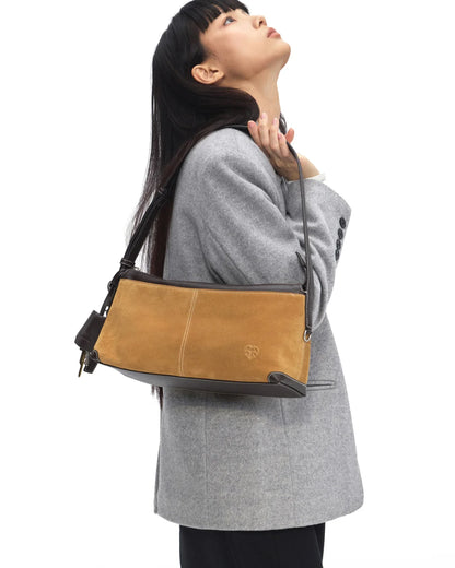 Beersister Suede Cowhide and Calfskin Shoulder Bag