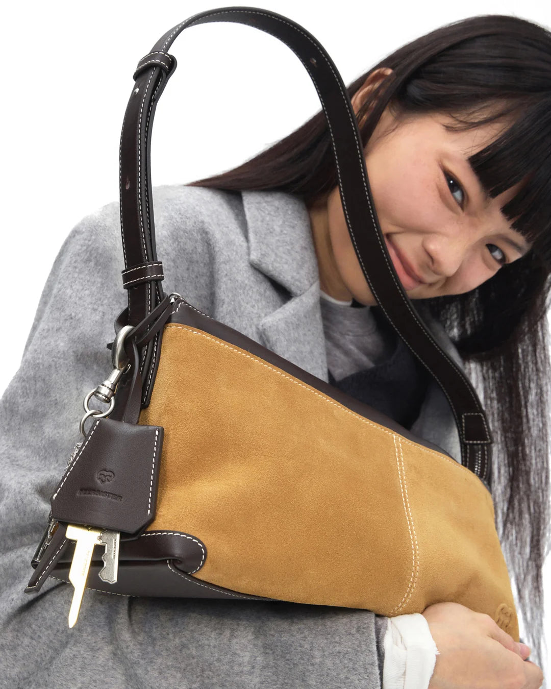 Beersister Suede Cowhide and Calfskin Shoulder Bag