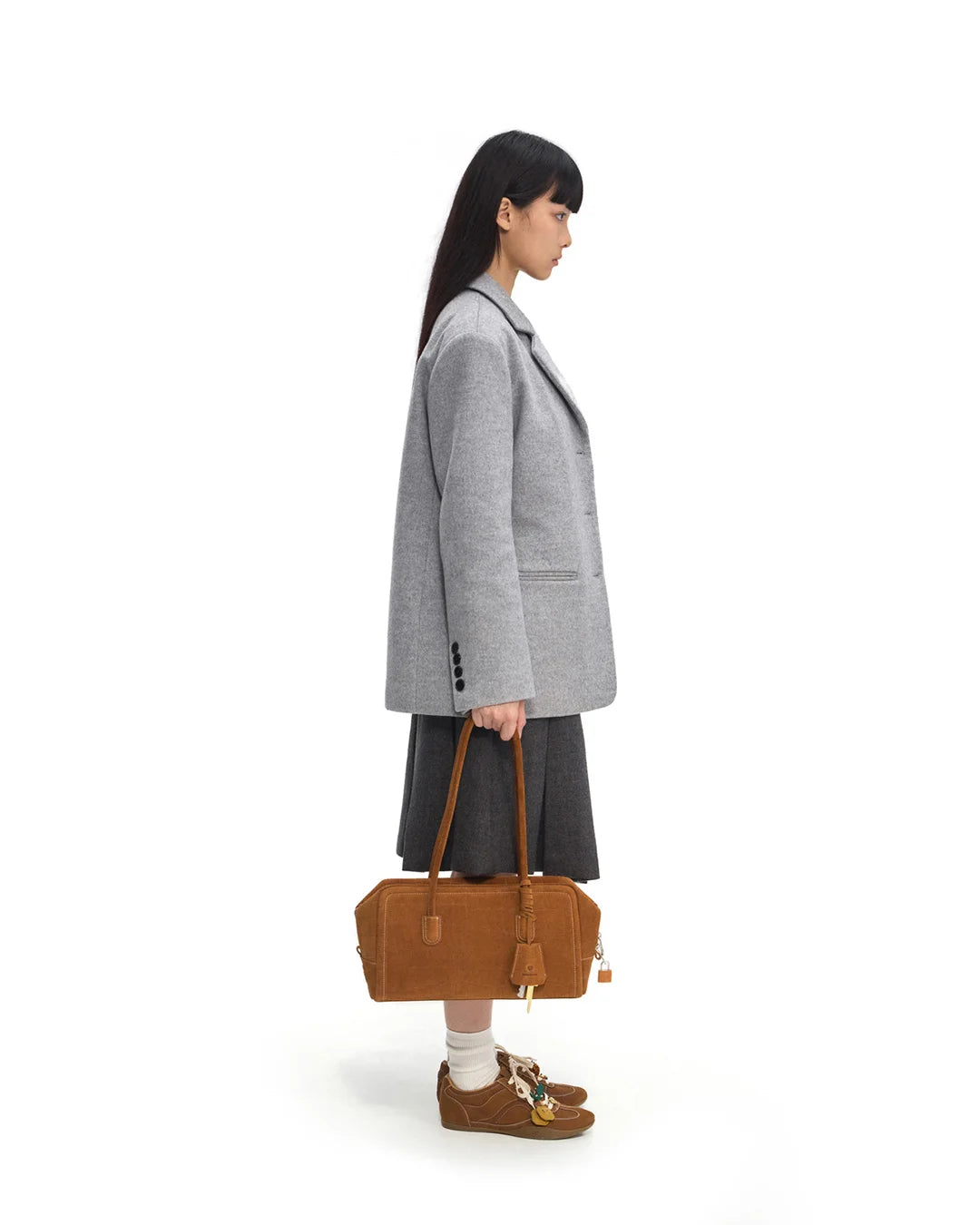 Beersister Suede Crocodile-Embossed Cowhide Briefcase