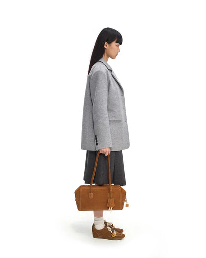 Beersister Suede Crocodile-Embossed Cowhide Briefcase