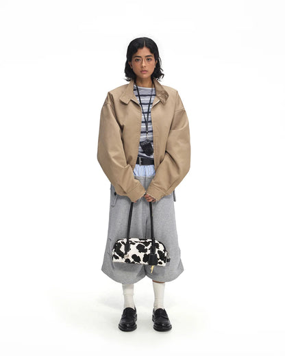 Beersister Cow Print Horsehair-Calfskin Rectangle Bag