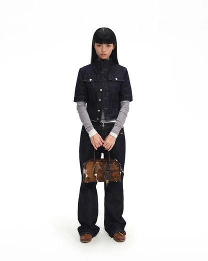 Beersister Three-Tone Cowhair Leather Boston