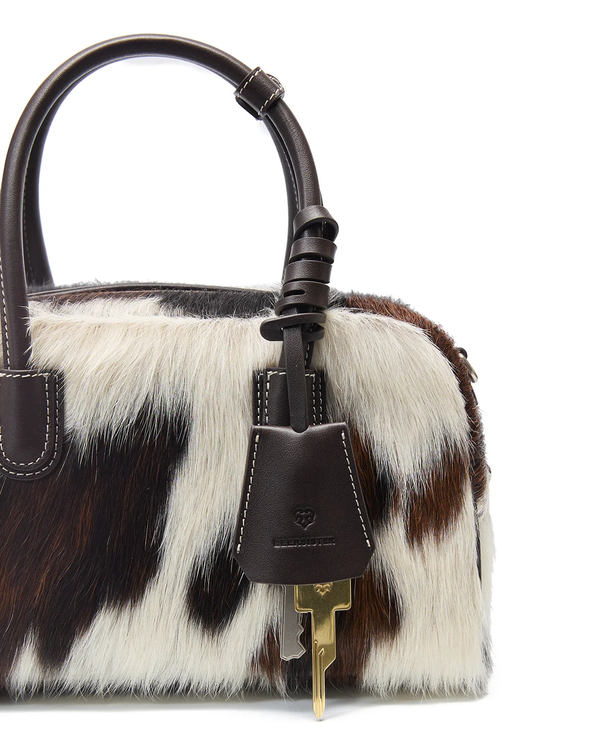 Beersister Three-Tone Cowhair Leather Boston