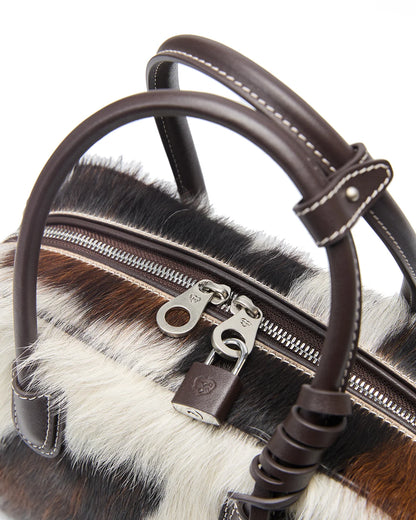 Beersister Three-Tone Cowhair Leather Boston
