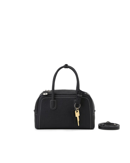 Beersister Pebbled Top-Grain Leather Boston Bag with Matte Finish